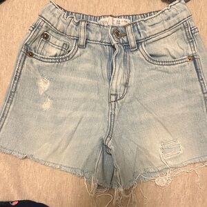 Zara kids Light Blue Distressed Denim Shorts